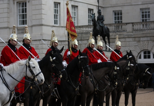 Horse Guards with Wolseley Statue in background