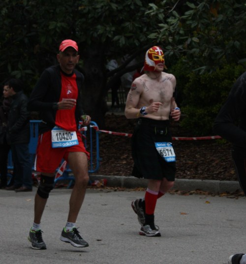 Nacho Libre (?) at the end of the Madrid Marathon