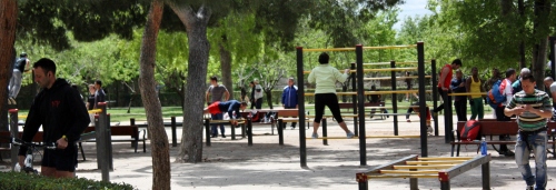 Whole lot of exercising going on in this part of the park, Parque del Buen Retiro, Madrid
