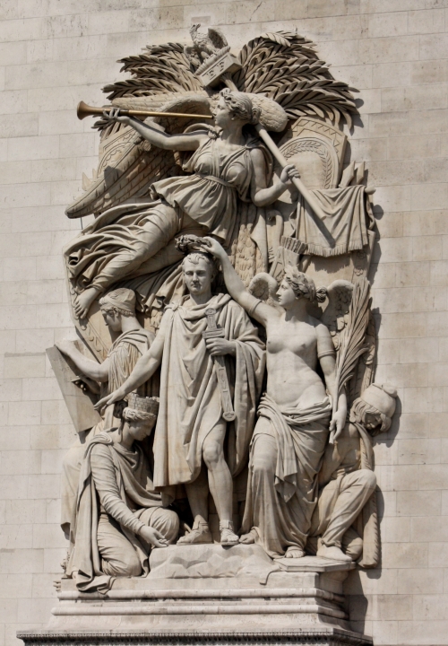 Beautiful relief on the Arc de Triomphe, Paris France