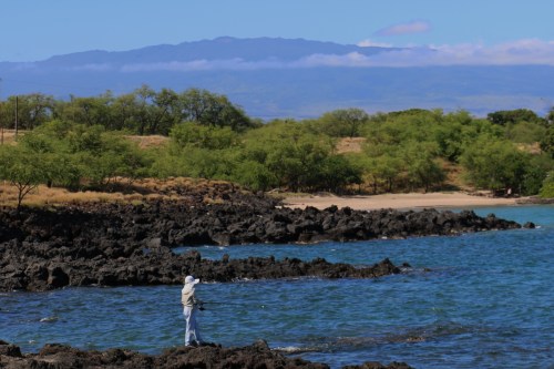 Mau'umae Beach hike ~ Ala Kahakai Trail Fisherman and mauna loa